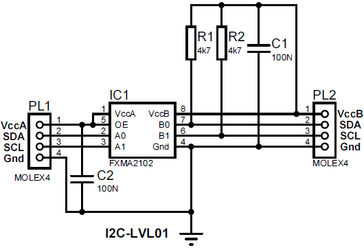 I2C電圧変換回路図